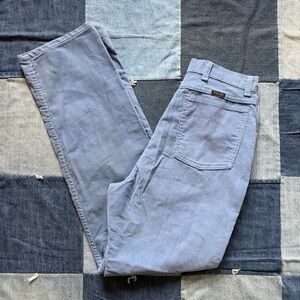 vtg 80s wrangler corduroy light dusty blue pants 28 x 30